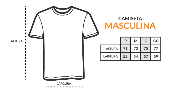 Tabela de Medidas - Camiseta Masculina